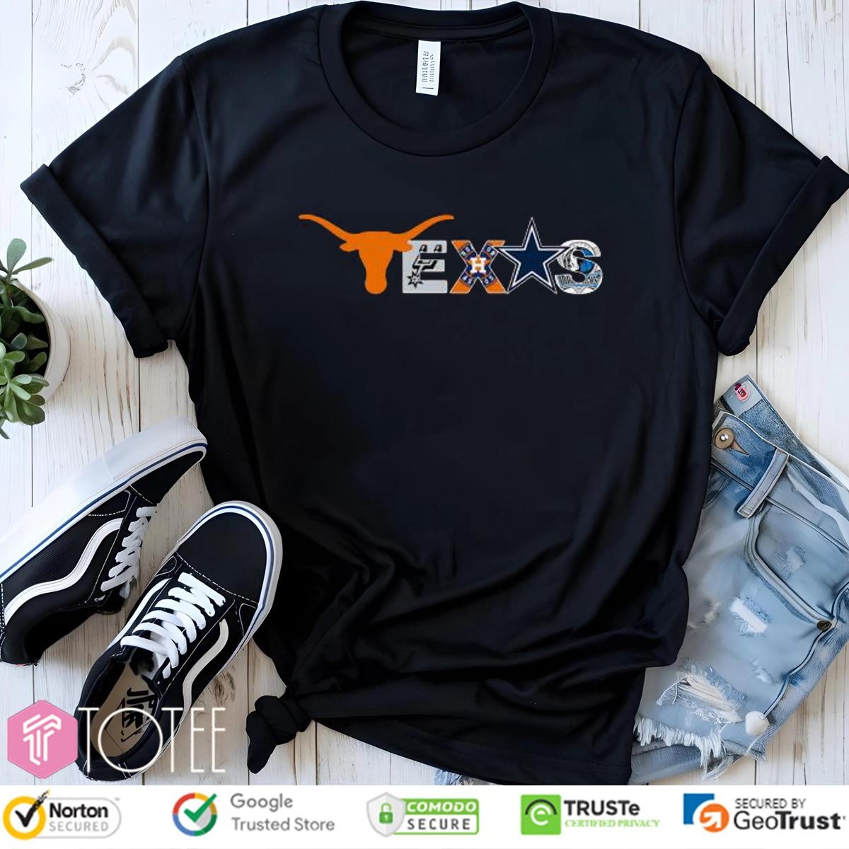 Texas Sports Teams Longhorns Cowboys Astros Mavericks Spurs T-shirt 4
