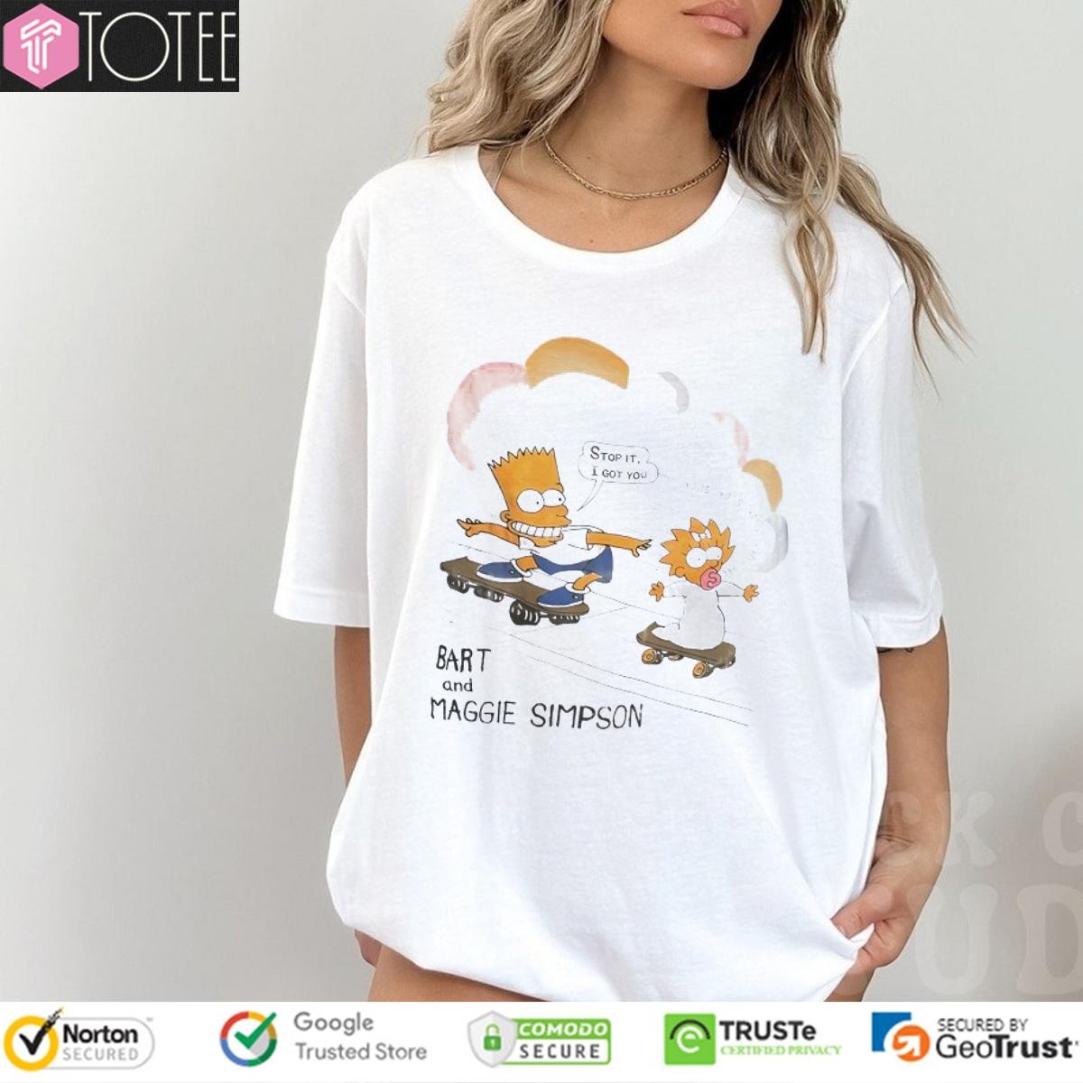 The Simpsons Bart And Maggie Simpson Surfing Shirt 1