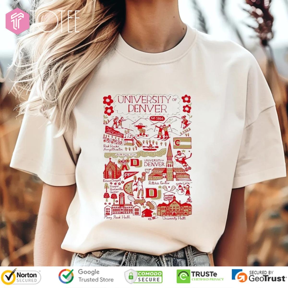 University Of Denver Art Illustration T-shirt 4