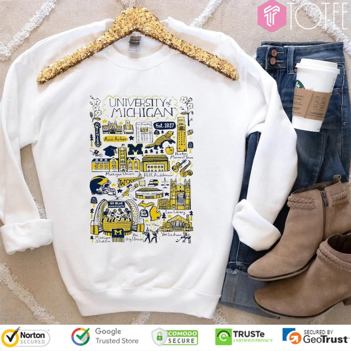 University Of Michigan Wolverines Art Illustration T-shirt 3