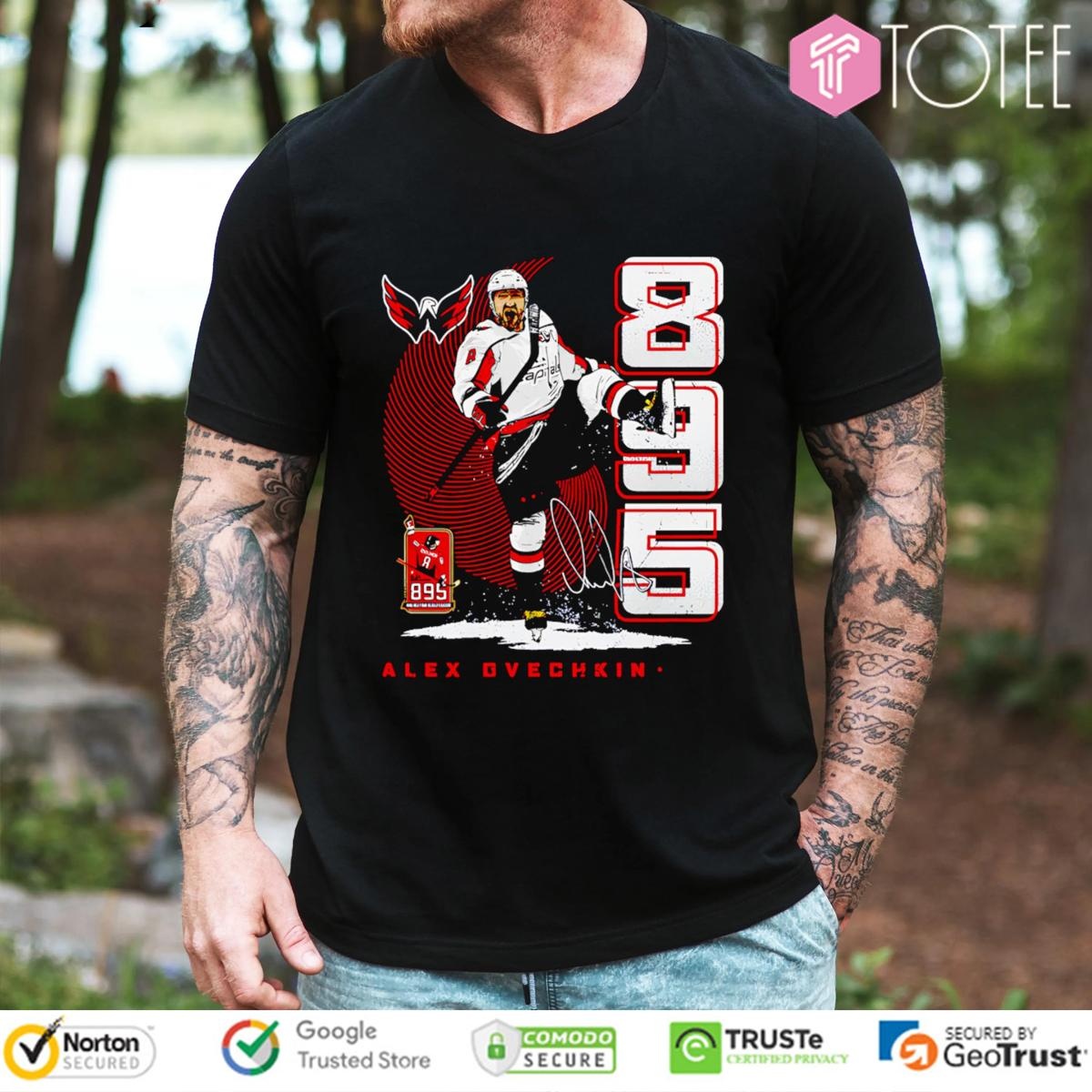 Alex Ovechkin 895 Goals Scorer Washington Capitals Signature T-shirt 1