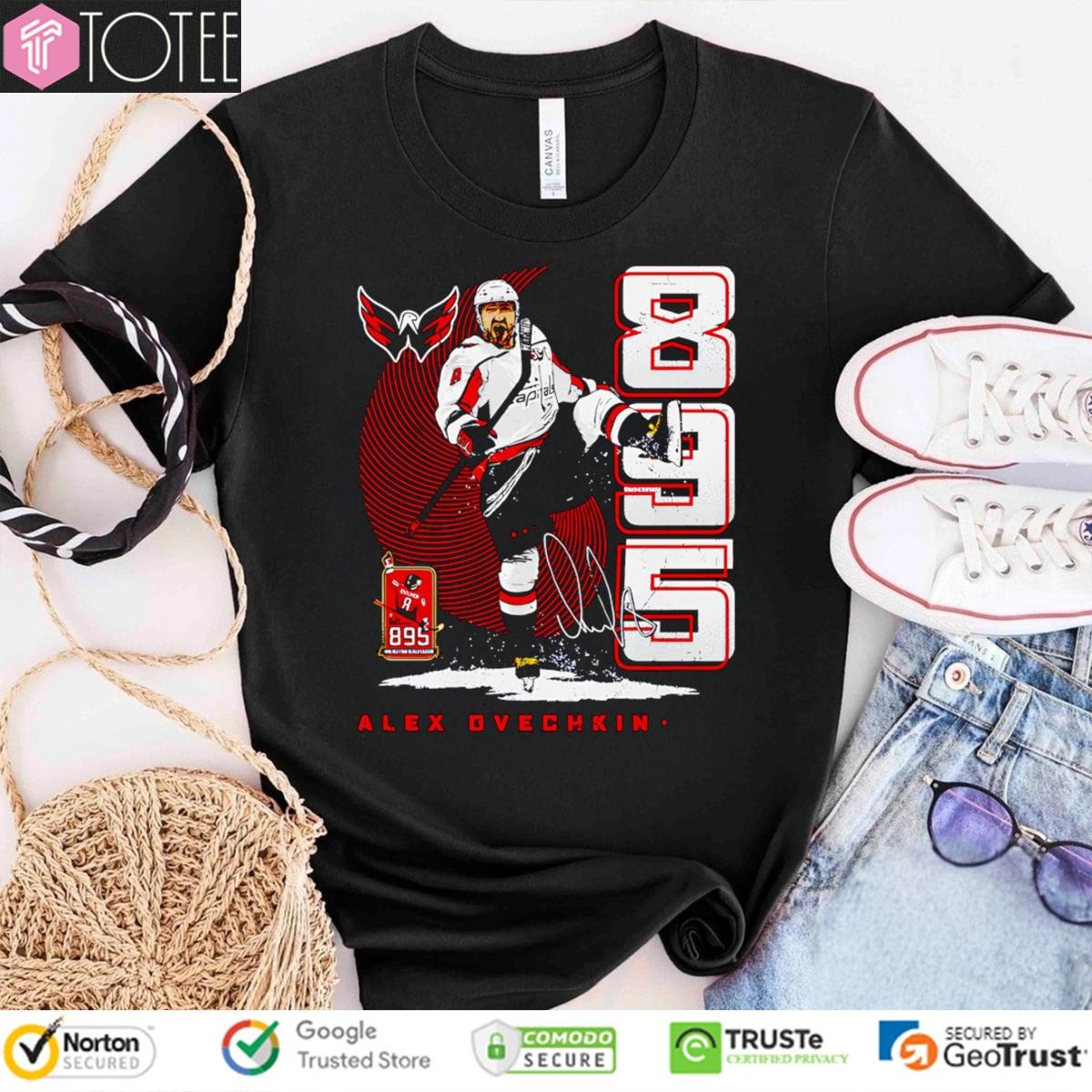 Alex Ovechkin 895 Goals Scorer Washington Capitals Signature T-shirt 4