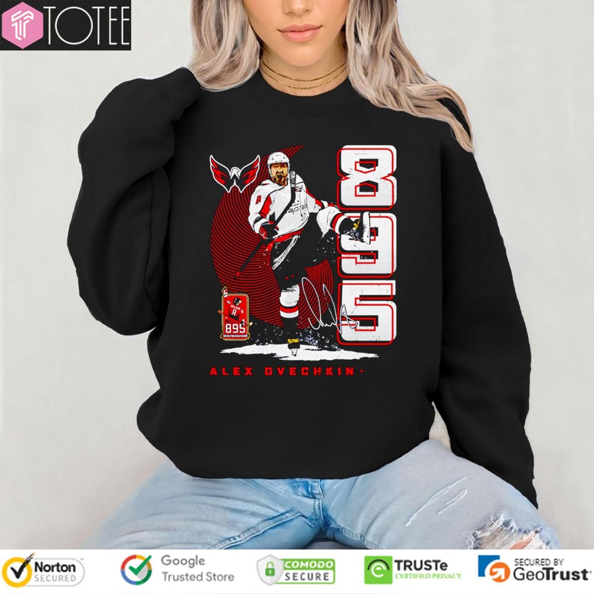Alex Ovechkin 895 Goals Scorer Washington Capitals Signature T-shirt 3