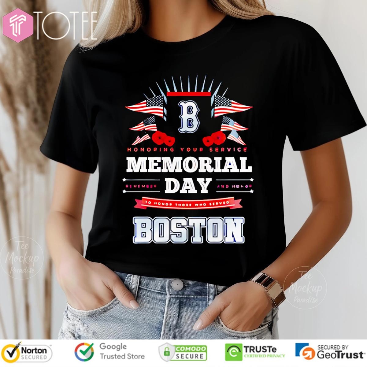 Honoring Your Service Memorial Day Boston Red Sox Baseball T-shirt 4