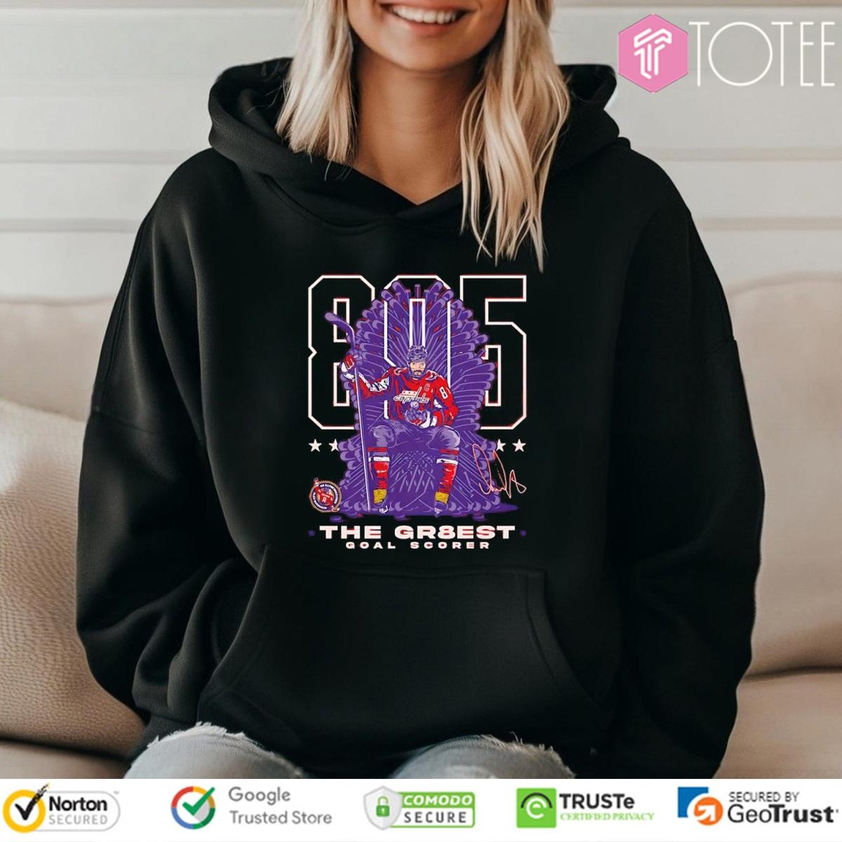 Washington Capitals Alex Ovechkin 895 The Gr8Est Goal Scorer Hockey Throne Signature T-shirt 2