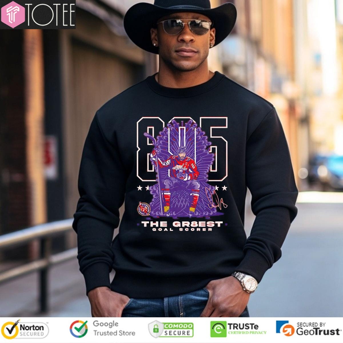 Washington Capitals Alex Ovechkin 895 The Gr8Est Goal Scorer Hockey Throne Signature T-shirt 3