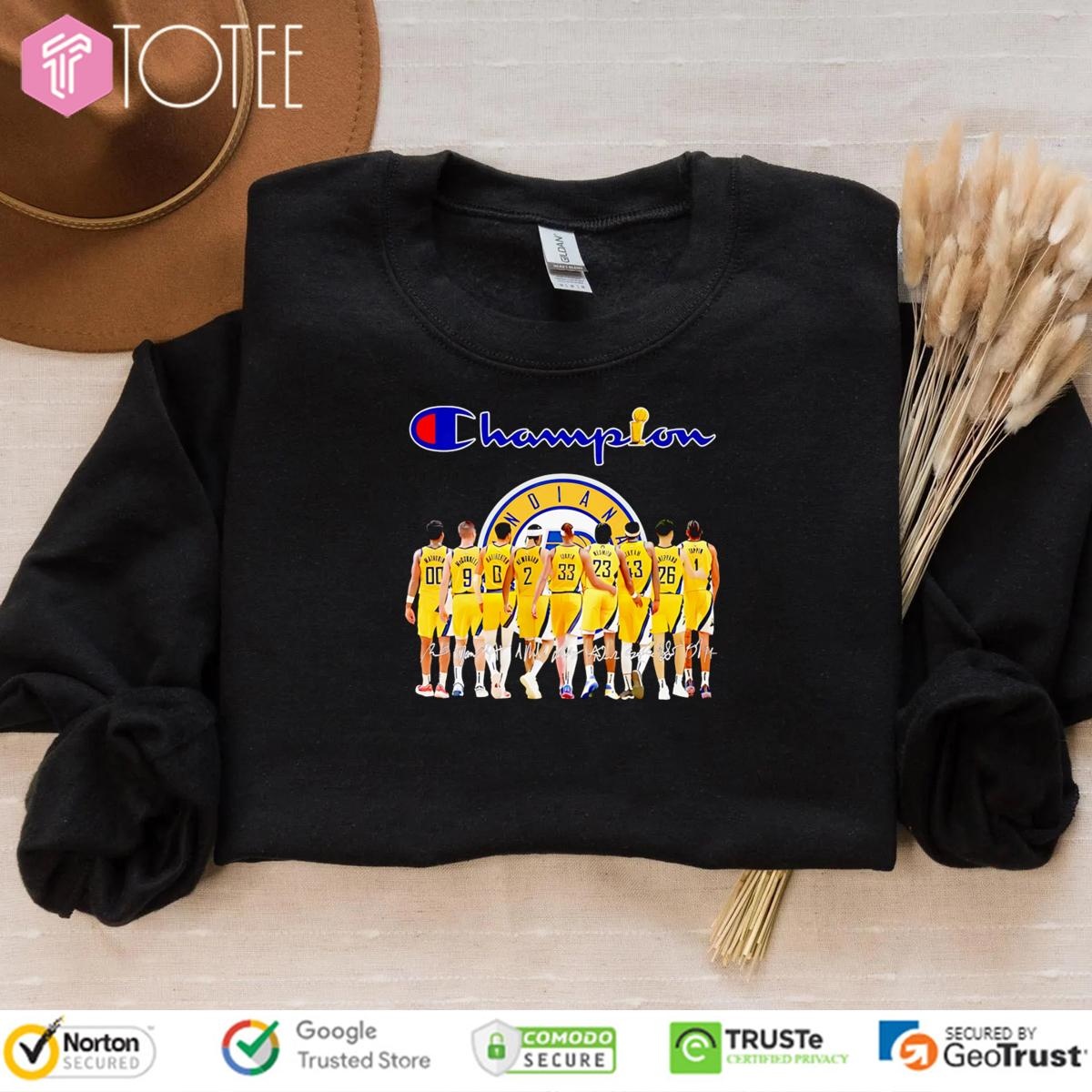 Logo Champion Indiana Pacers Nba Players Signatures T-shirt 3