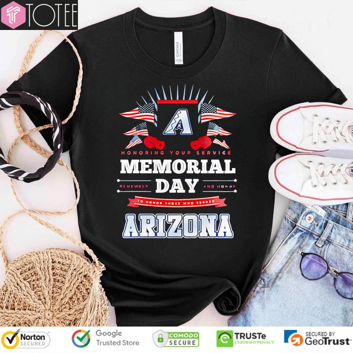 Honoring Your Service Memorial Day Arizona Diamondbacks Baseball T-shirt