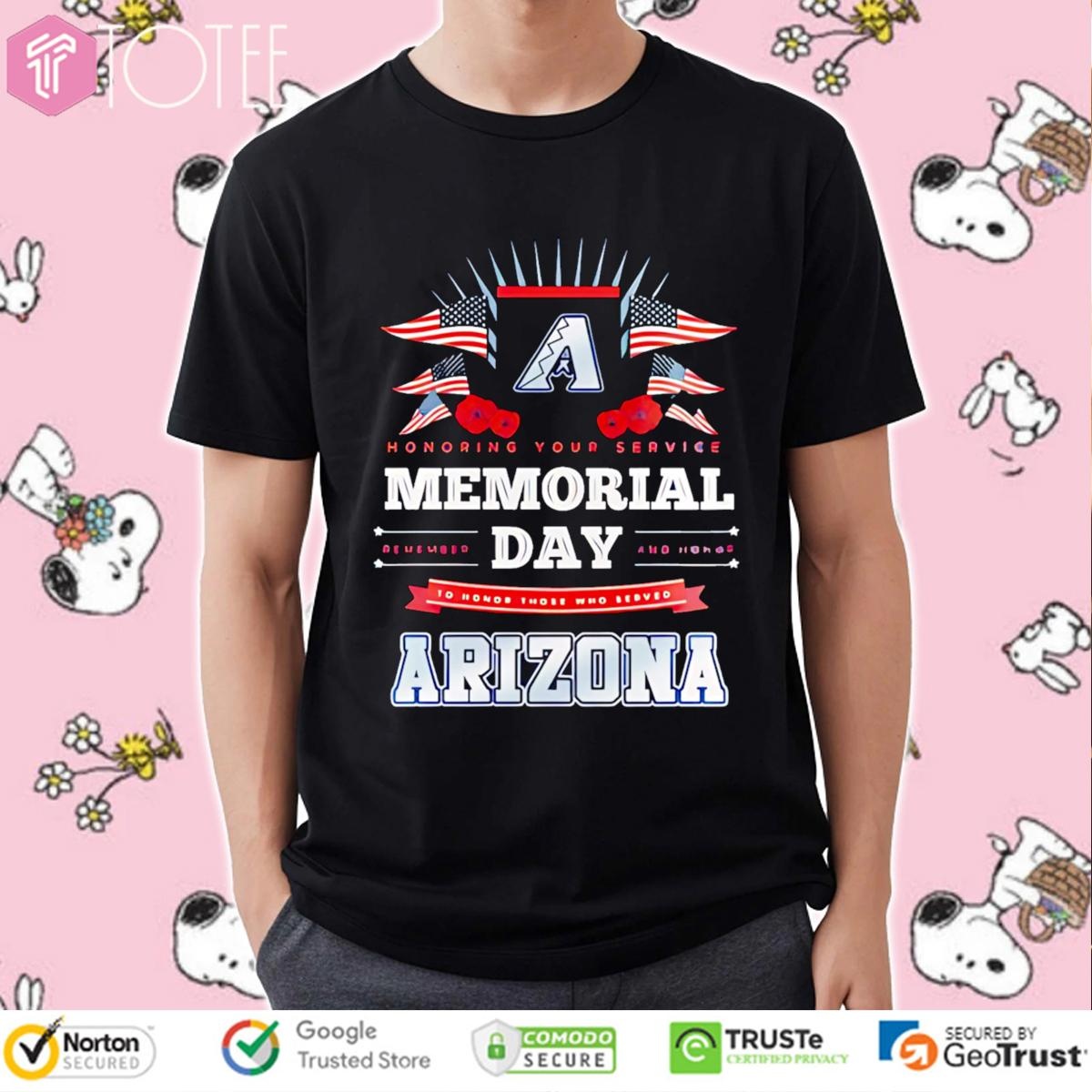 Honoring Your Service Memorial Day Arizona Diamondbacks Baseball T-shirt 4