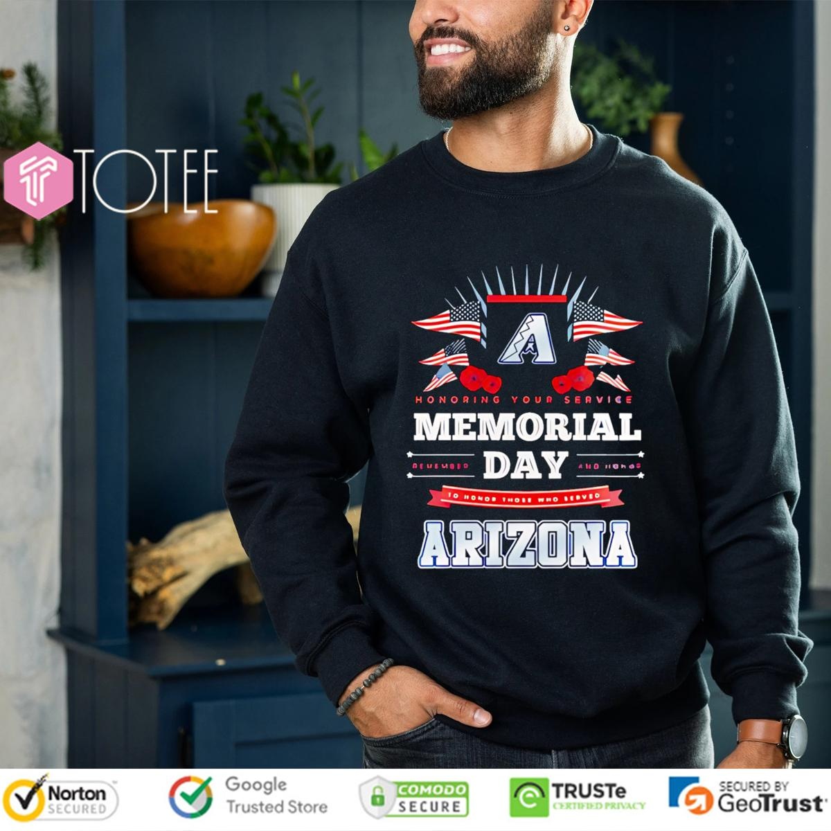 Honoring Your Service Memorial Day Arizona Diamondbacks Baseball T-shirt 3