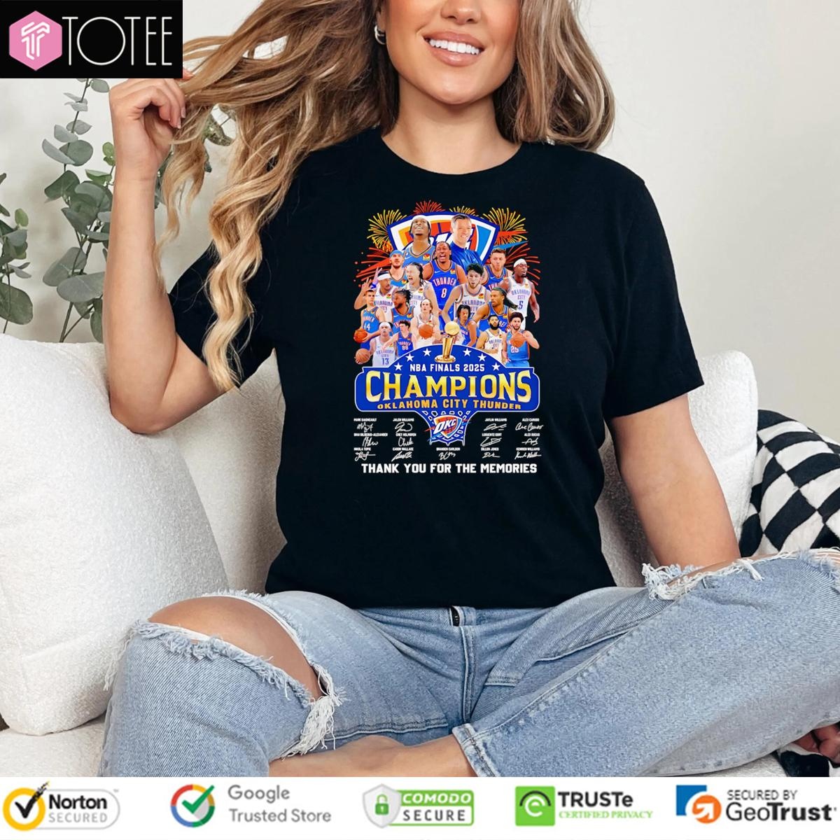 Oklahoma City Thunder Nba Finals 2025 Champions Signatures T-shirt 4