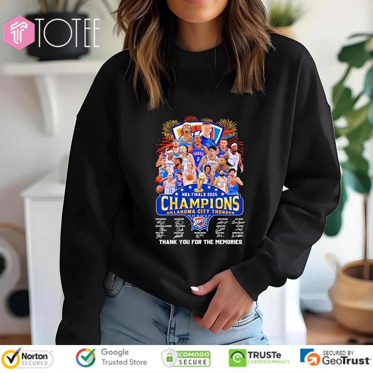 Oklahoma City Thunder Nba Finals 2025 Champions Signatures T-shirt 3