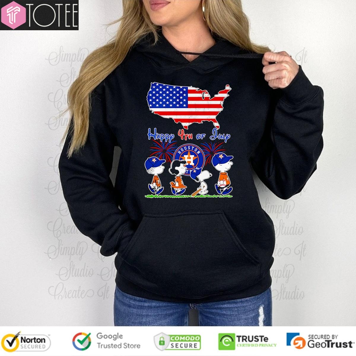 Peanuts Houston Astros Snoopy Charlie Brown Happy 4Th Of July Baseball T-shirt 2