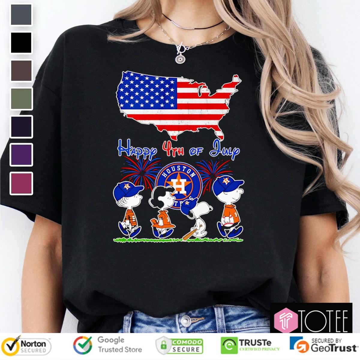 Peanuts Houston Astros Snoopy Charlie Brown Happy 4Th Of July Baseball T-shirt 4
