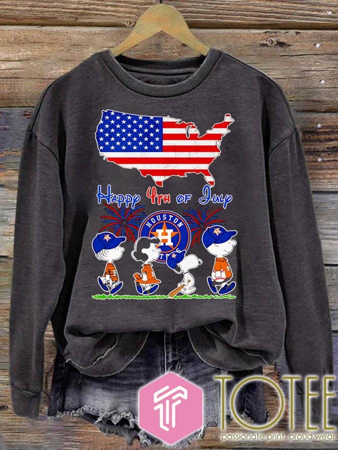 Peanuts Houston Astros Snoopy Charlie Brown Happy 4Th Of July Baseball T-shirt 3
