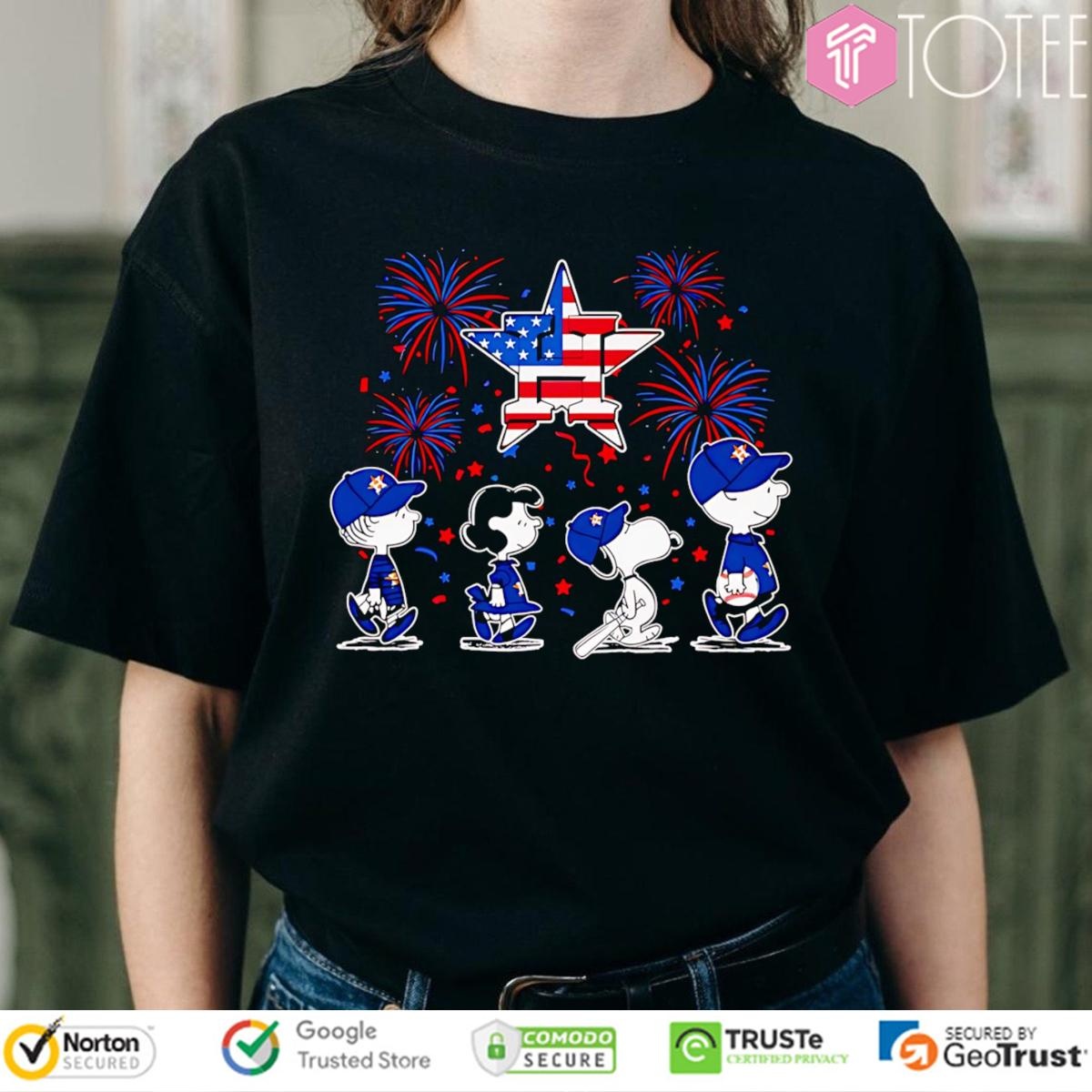 Peanuts Snoopy Houston Astros Fireworks 4Th Of July T-shirt 1