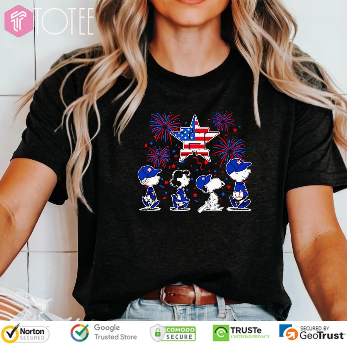 Peanuts Snoopy Houston Astros Fireworks 4Th Of July T-shirt 4