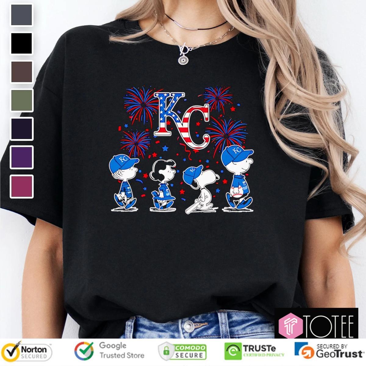 Peanuts Snoopy Kansas City Royals Fireworks 4Th Of July T-shirt 4