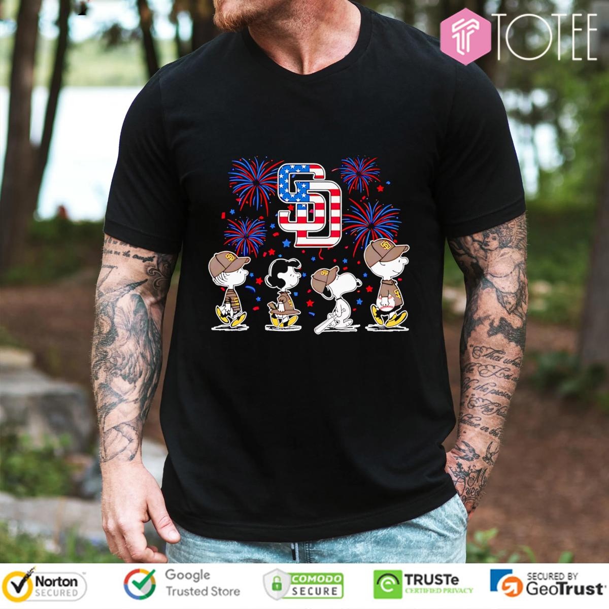 Peanuts Snoopy San Diego Padres Fireworks 4Th Of July T-shirt 1