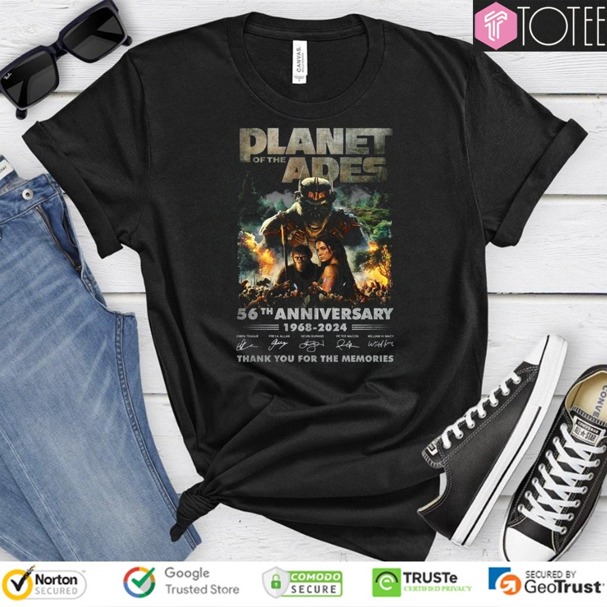 56Th Anniversary 1968-2024 Planet Of The Apes Signatures T-shirt
