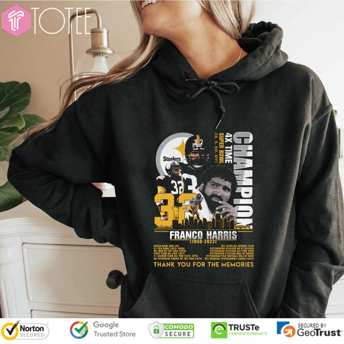 72 Years Of 1950-2022 Franco Harris Pittsburgh Steelers T-shirt 2
