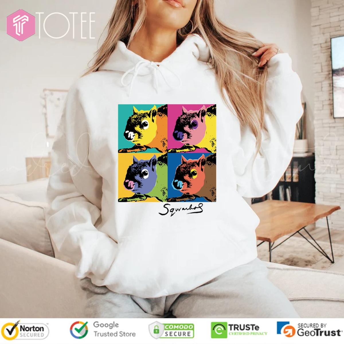 Andy Warhol Humor Sqwarhol Funny Squirrel Art T-shirt 2