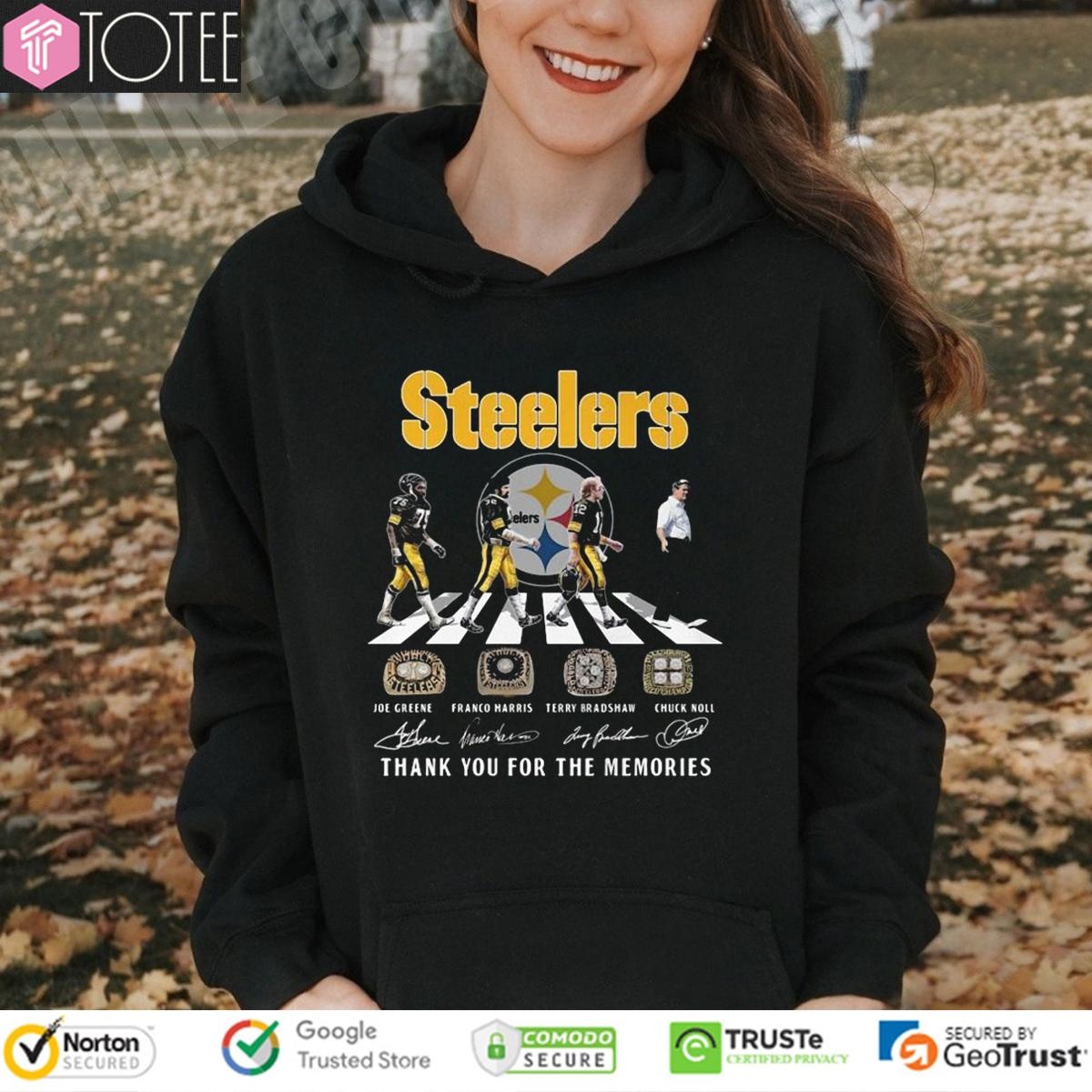 Steelers Greene Harris Bradshaw Chuck Noll Abbey Road Signatures T-shirt 2