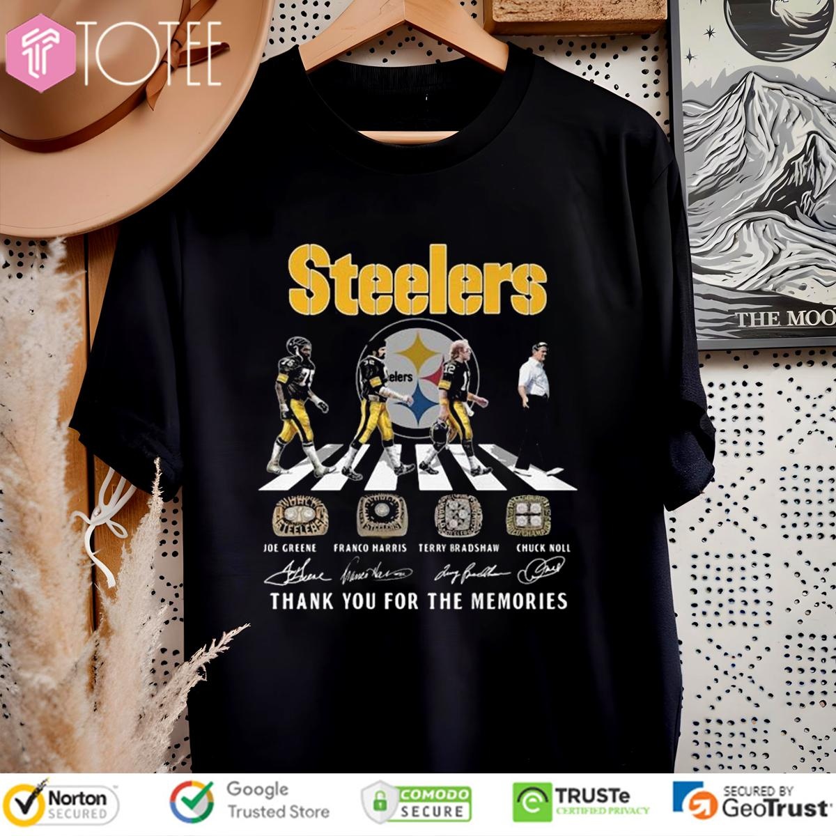 Steelers Greene Harris Bradshaw Chuck Noll Abbey Road Signatures T-shirt 4