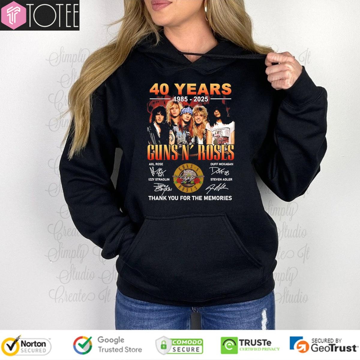 40 Years 1985-2025 Guns N Roses American Hard Rock Band Signed T-shirt 2