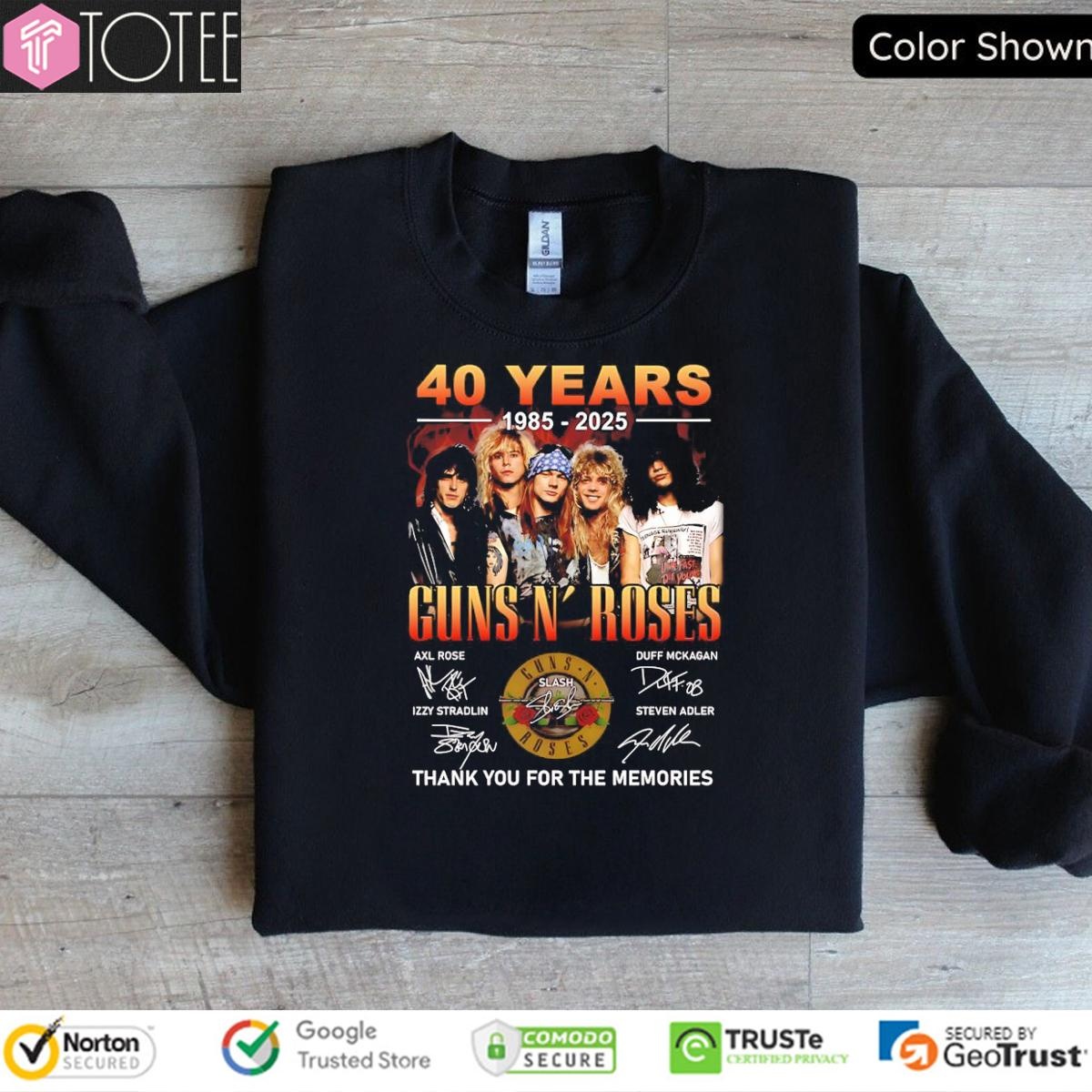 40 Years 1985-2025 Guns N Roses American Hard Rock Band Signed T-shirt 3
