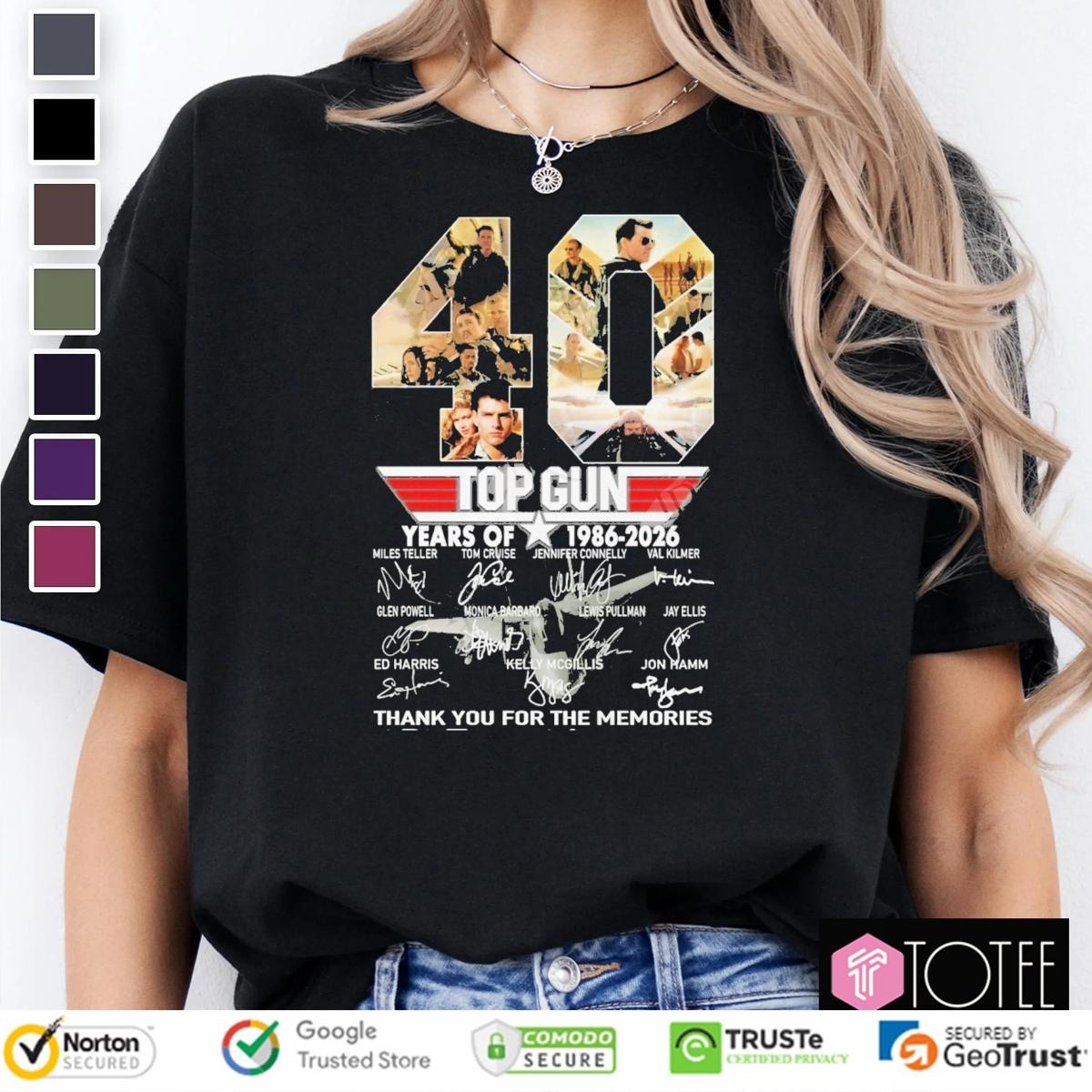 40 Years Of 1986-2026 Top Gun Signatures T-shirt 4