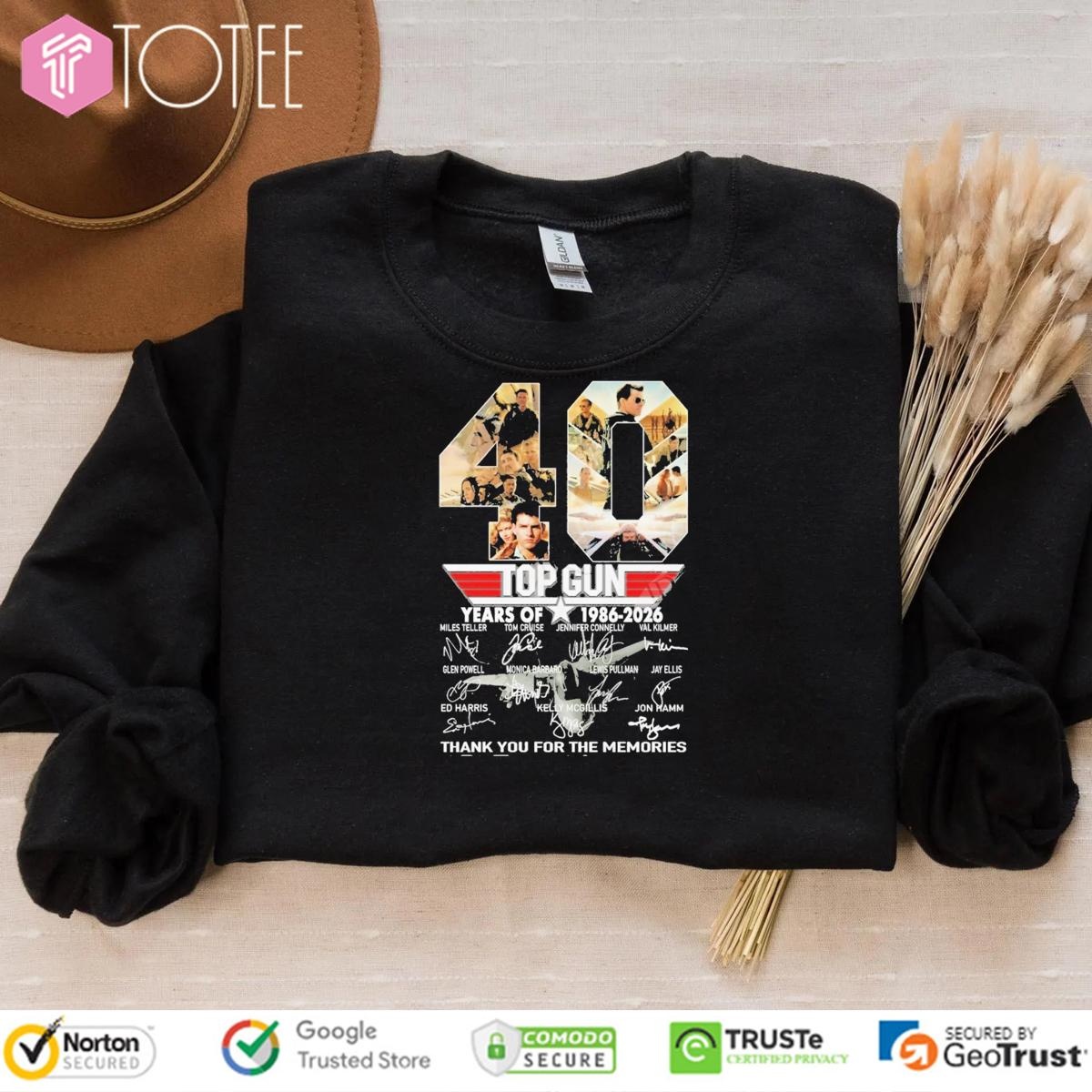 40 Years Of 1986-2026 Top Gun Signatures T-shirt 3