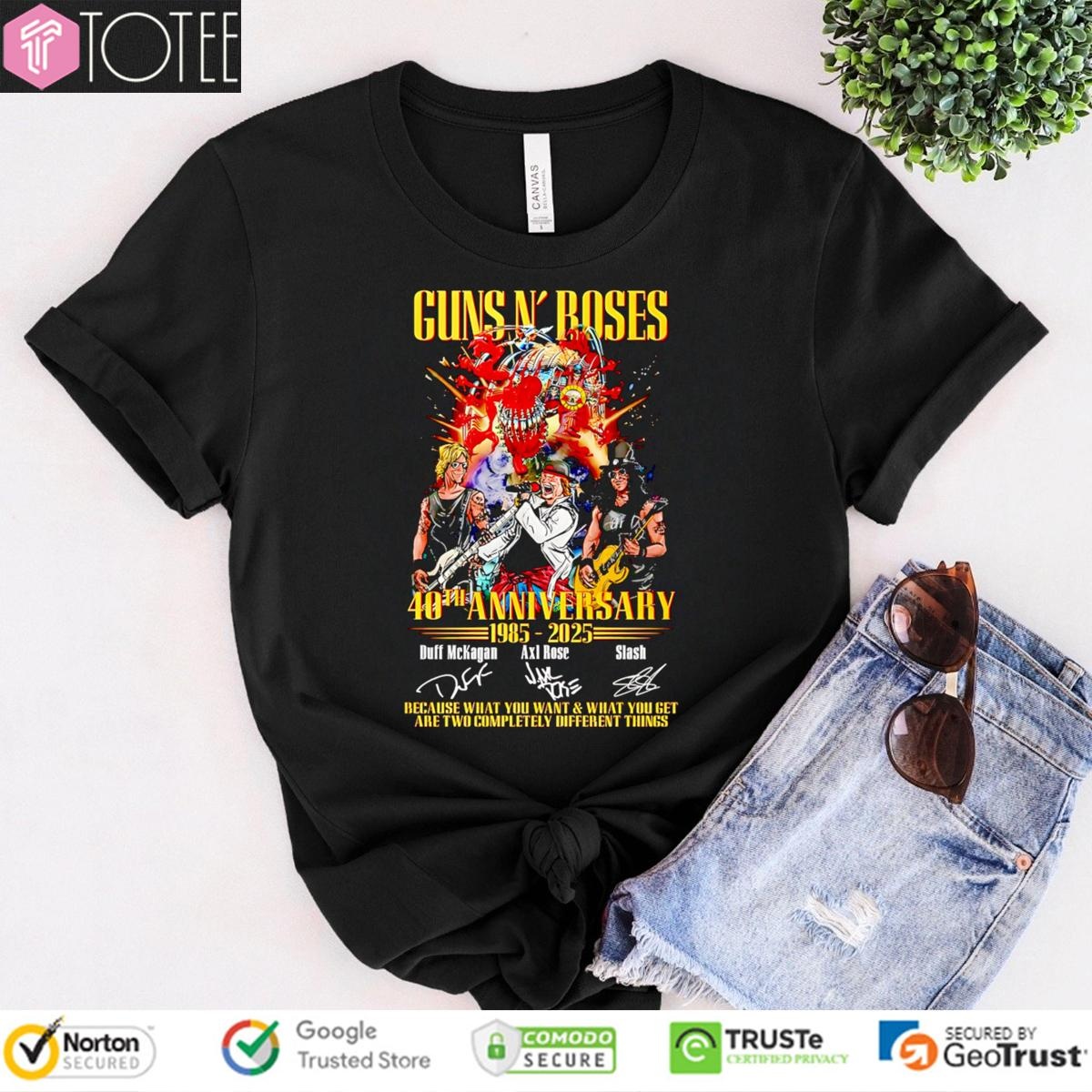 40Th Anniversary 1985-2025 Guns N Roses Signatures T-shirt 1