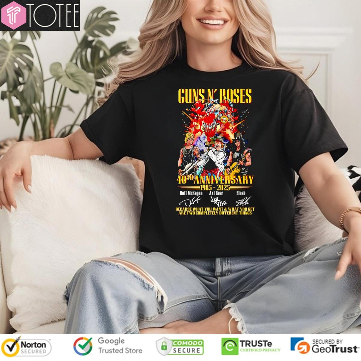 40Th Anniversary 1985-2025 Guns N Roses Signatures T-shirt 4