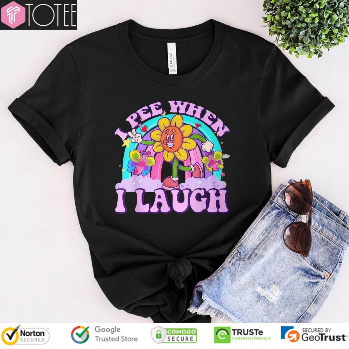 I Pee When I Laugh Sunflower Rainbow T-shirt 4