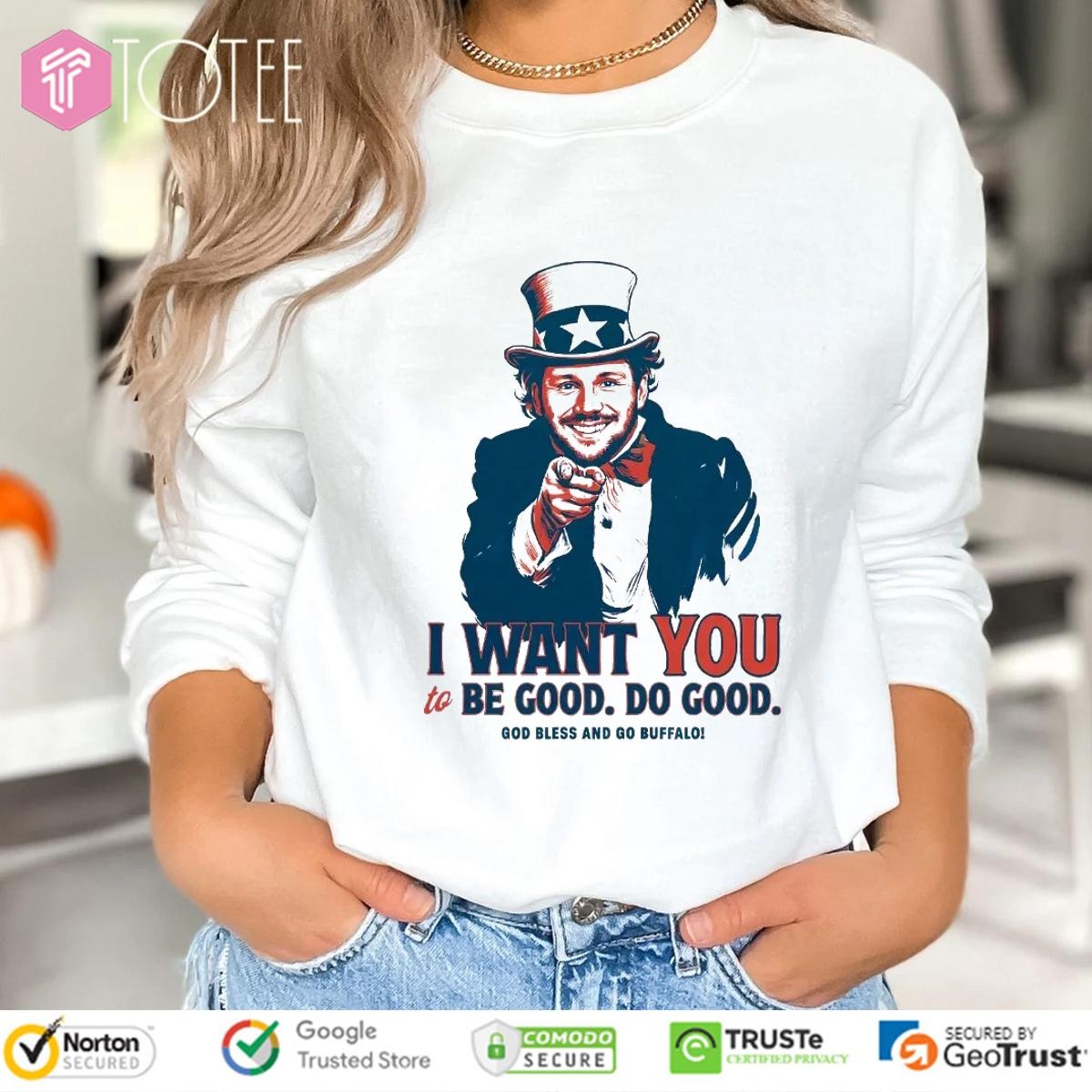 Josh Allen Parody Uncle Sam I Want You God Bless And Go Buffalo Bills T-shirt 3
