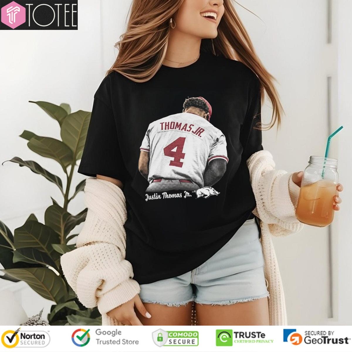 Justin Thomas Jr. 4 Arkansas Razorbacks Baseball T-shirt 4