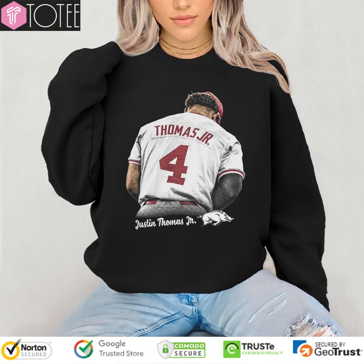 Justin Thomas Jr. 4 Arkansas Razorbacks Baseball T-shirt 3