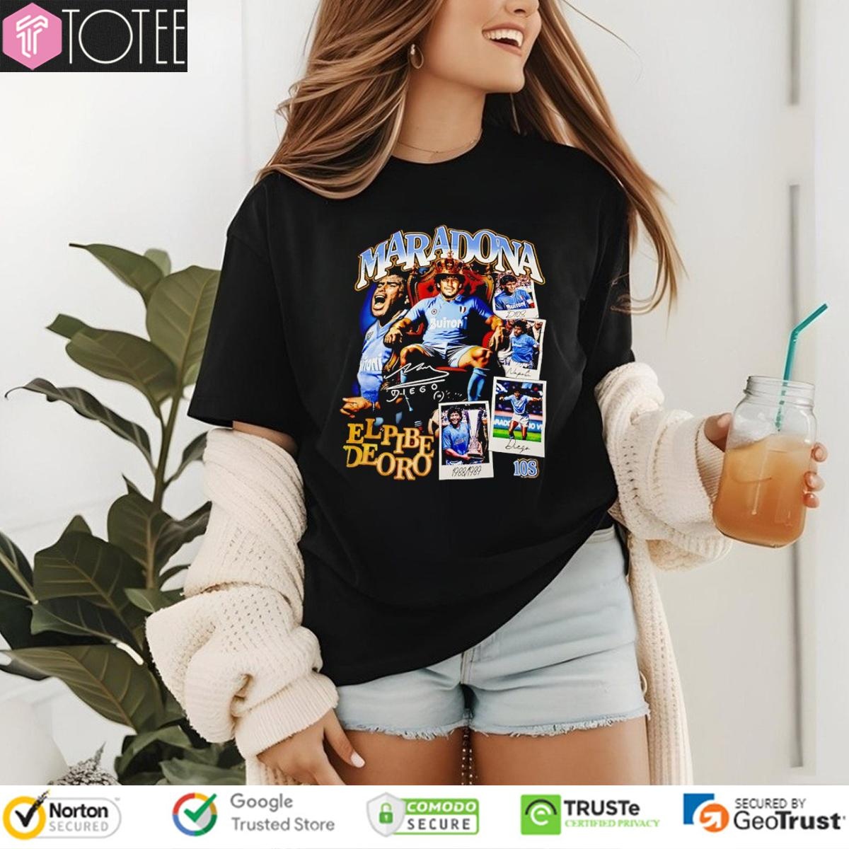 Maradona El Pibe De Oro Signature Vintage Bootleg T-shirt 4