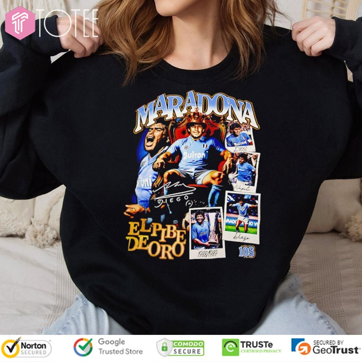 Maradona El Pibe De Oro Signature Vintage Bootleg T-shirt 3