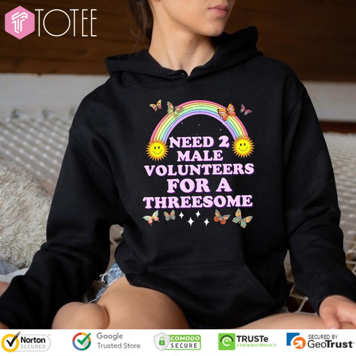 Need 2 Male Volunteers For A Threesome Butterfly Rainbow T-shirt 2