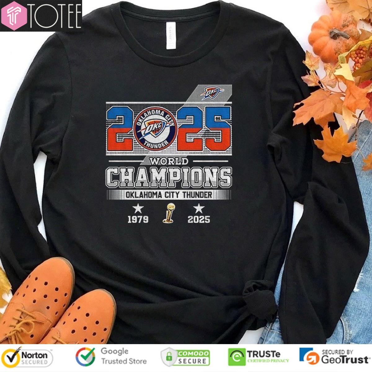 Okc Thunder Nba Basketball 2025 World Champions Logo T-shirt 3