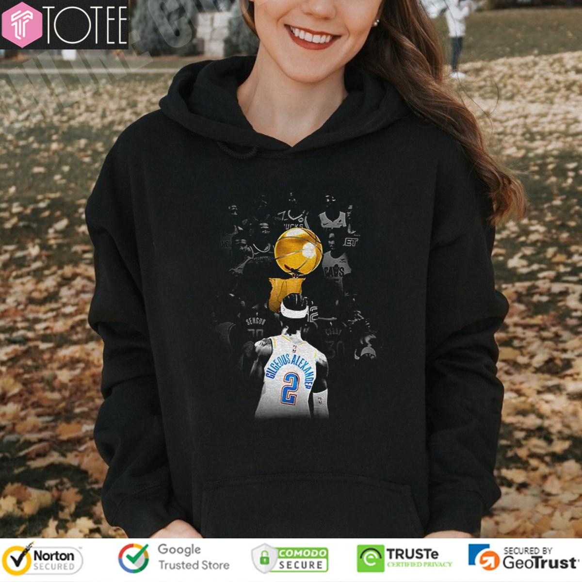 Shai Gilgeous-Alexander Gold Trophy Okc Thunder Nba World Champion 2025 T-shirt 2