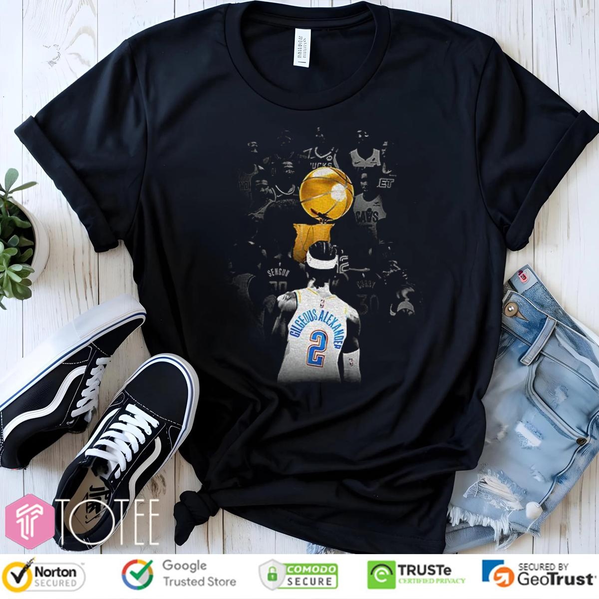 Shai Gilgeous-Alexander Gold Trophy Okc Thunder Nba World Champion 2025 T-shirt
