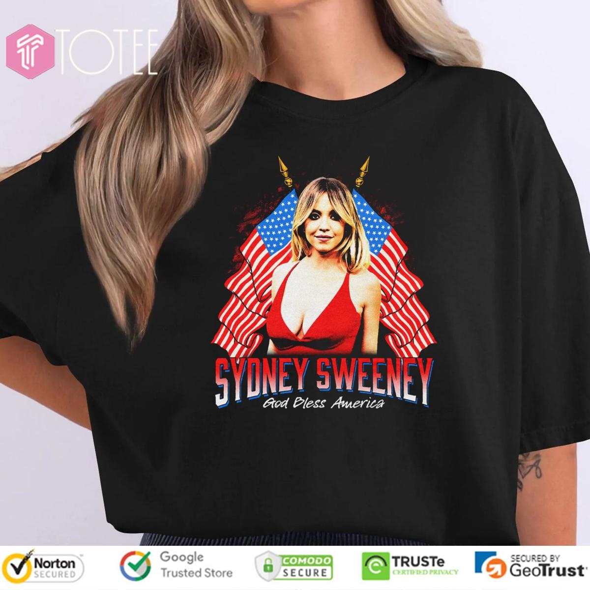 Sydney Sweeney God Bless America 4Th Of July Usa Flag T-shirt