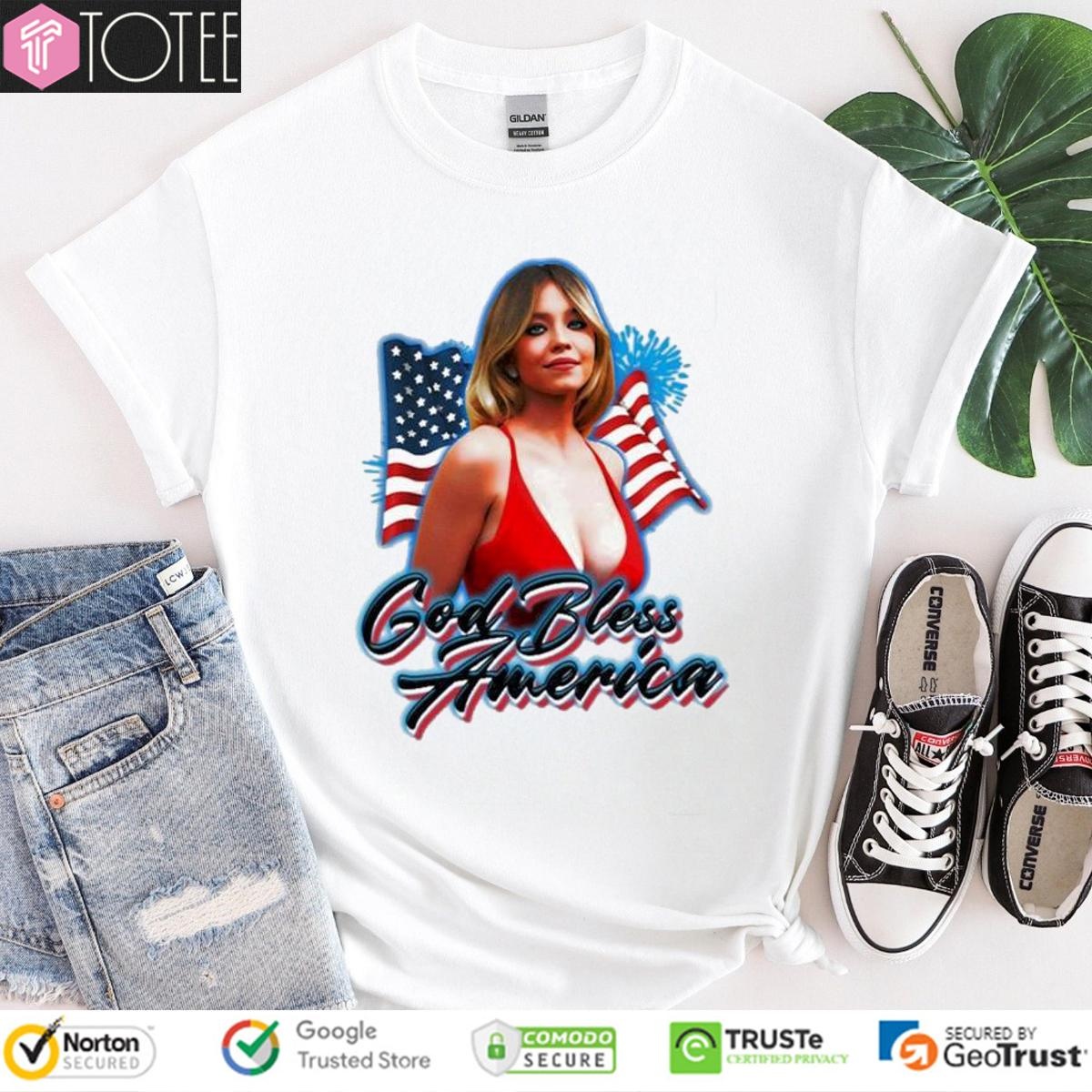 Sydney Sweeney God Bless America Flag Independence Day T-shirt 1