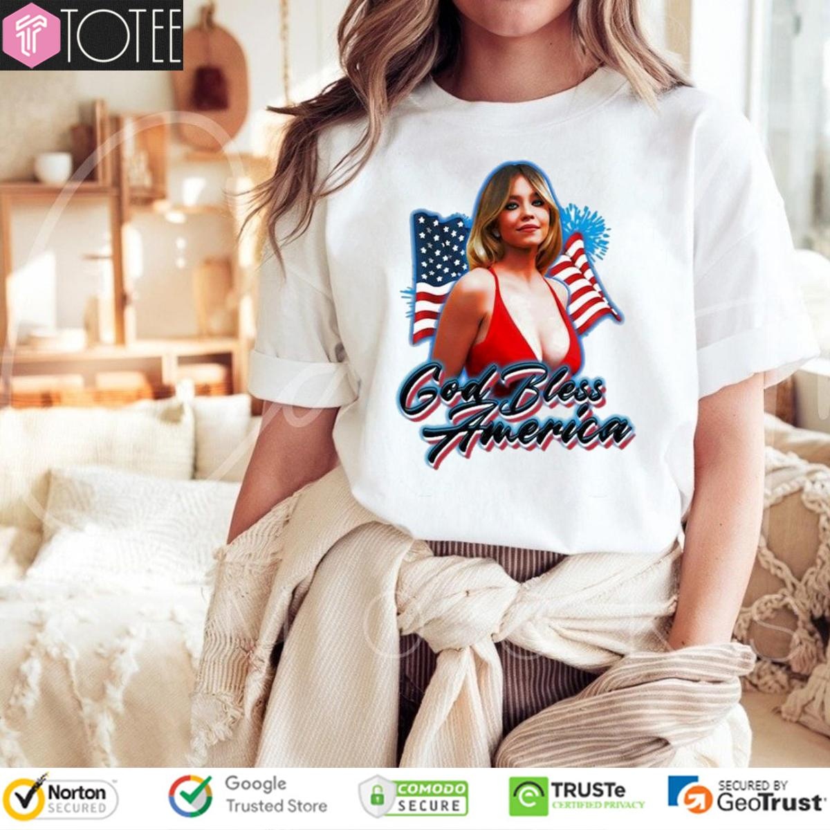 Sydney Sweeney God Bless America Flag Independence Day T-shirt 4