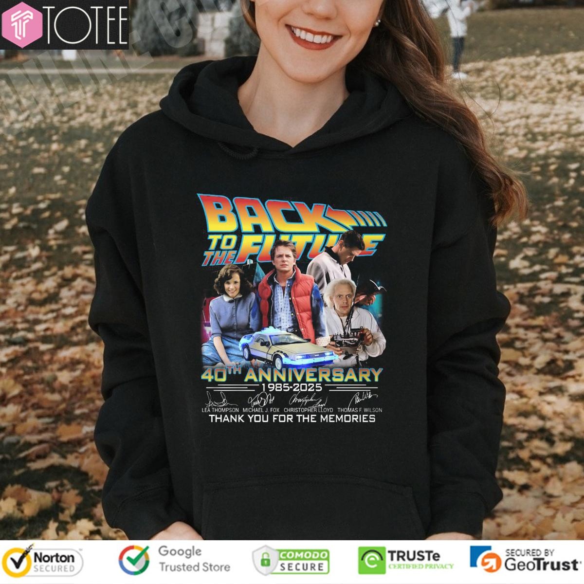 Back To The Future 40Th Anniversary 1985-2025 Thank You Memories Signatures T-shirt 2