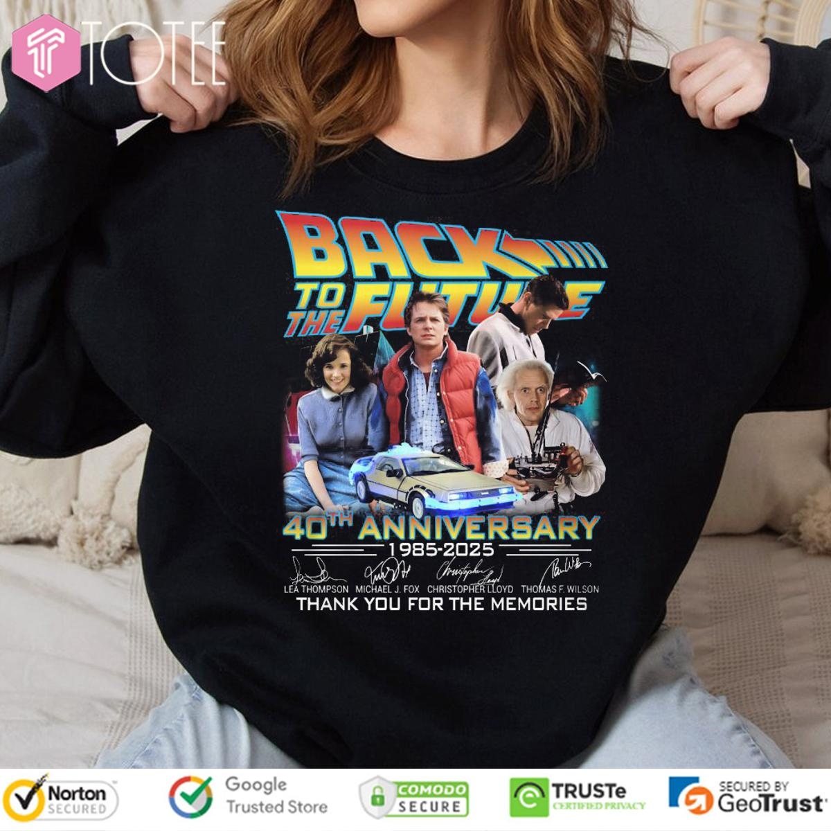 Back To The Future 40Th Anniversary 1985-2025 Thank You Memories Signatures T-shirt 3