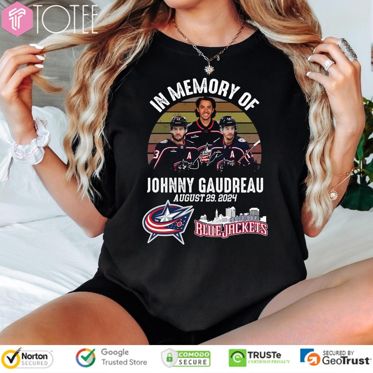 In Memory Of Johnny Gaudreau Blue Jackets Hockey Signature Vintage T-shirt